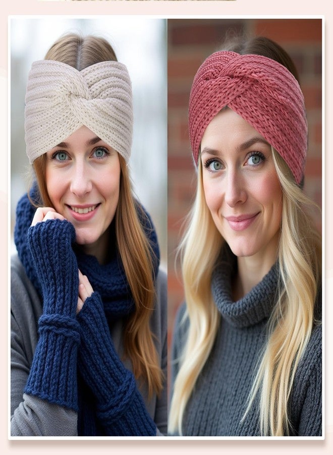 obeoby 4 Pcs Wide Headband for Winter, Knit Winter Headbands Chunky Ear Warmers Thick Head Wrap for Women Girls Winter Gifts - Image 5